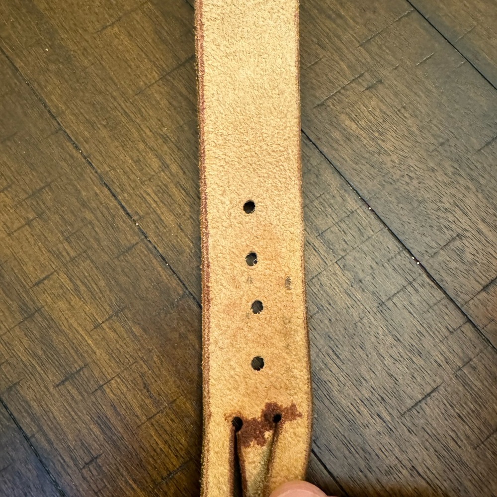 Hand Tooled Leather Belt w Gold Tone Buckle 31” Length Western Navajo Etched - Picture 7 of 7
